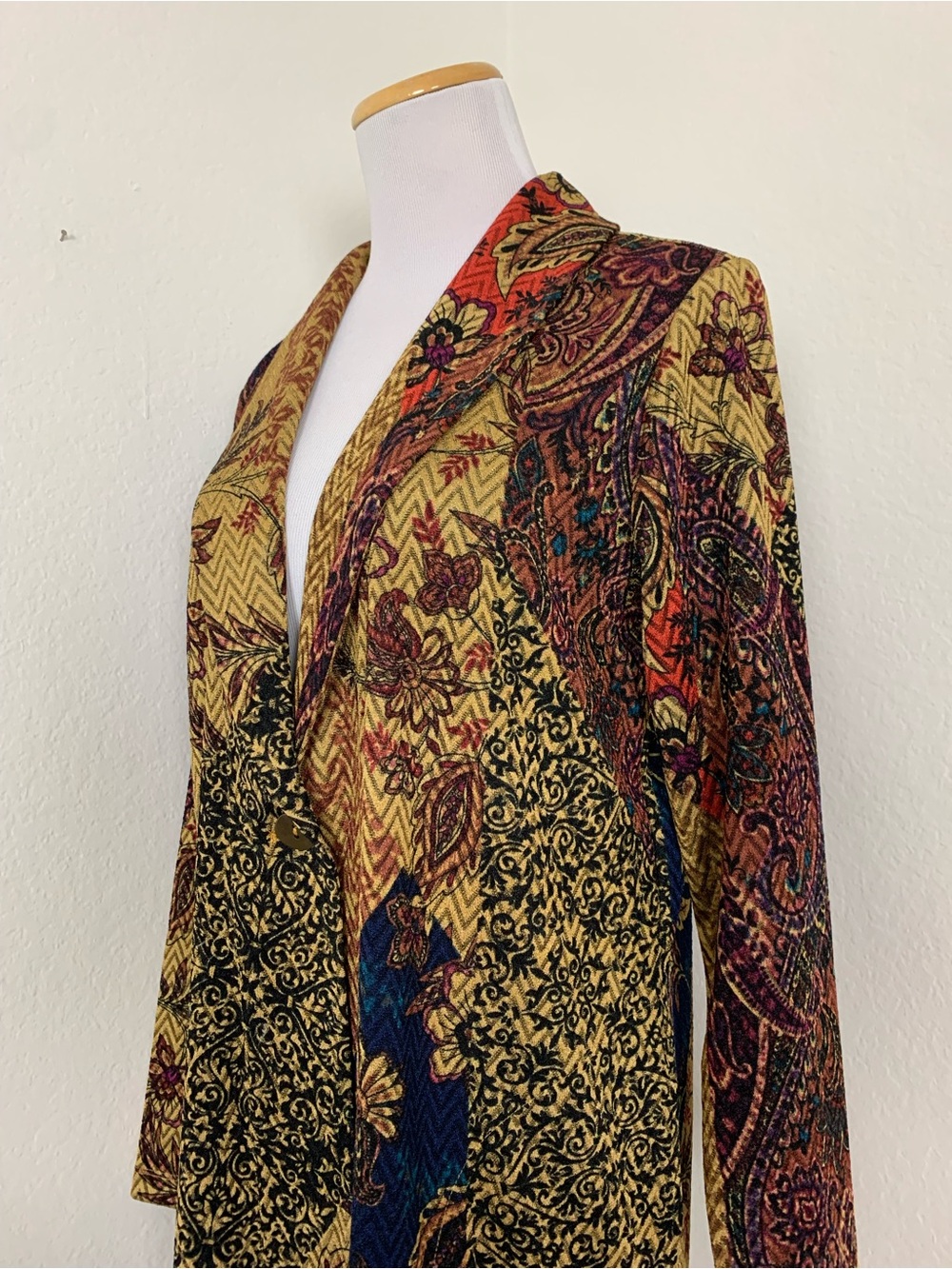 Susan Graver Longline Paisley Cardigan Topper Women’s MP One Button Colorful - Picture 9 of 14